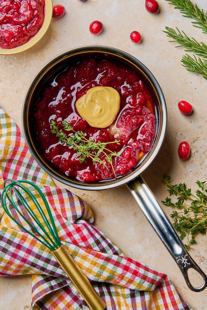 sauce heated with herbs and dijon mustard