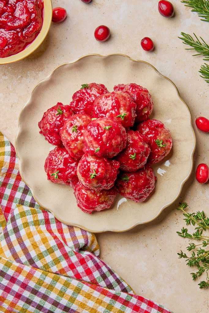 cranberry meatballs on a plate
