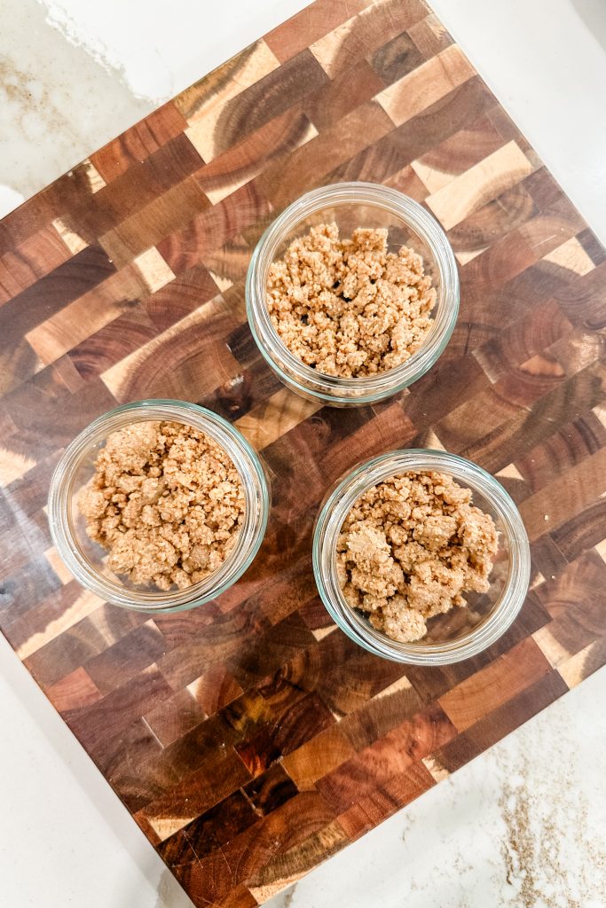crumbly crust added to the bottom of the jars