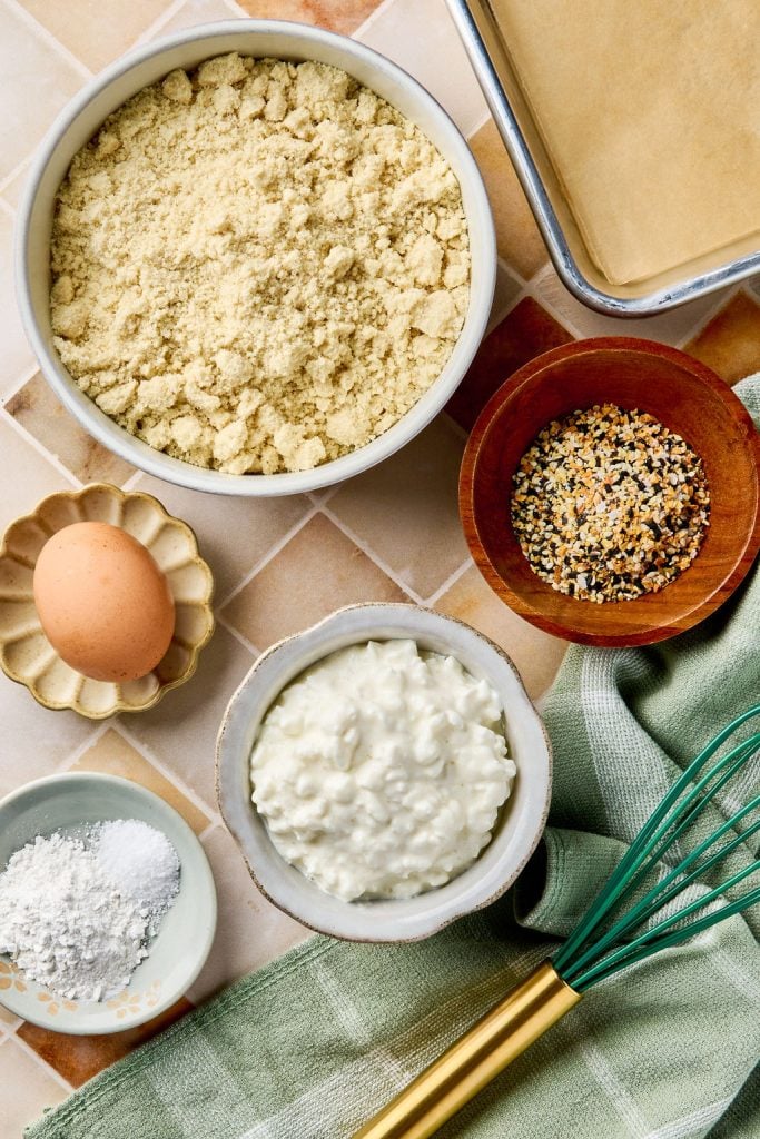 all the ingredients to make almond flour bagels