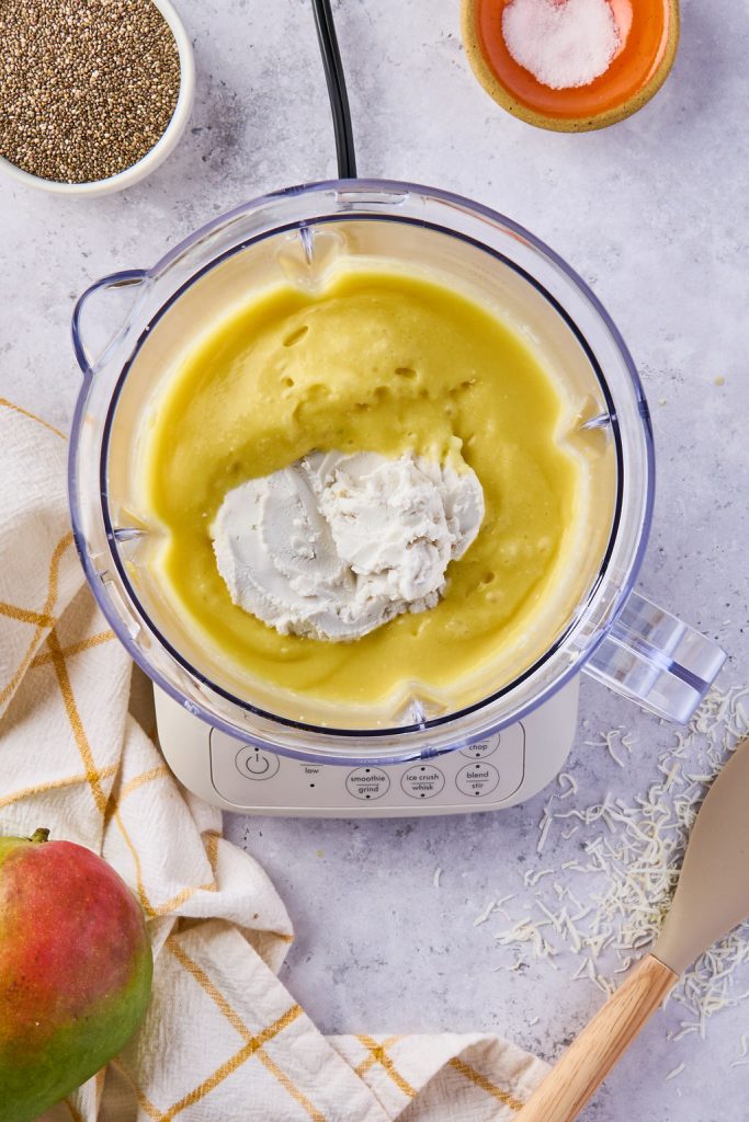 coconut cream added to the blender