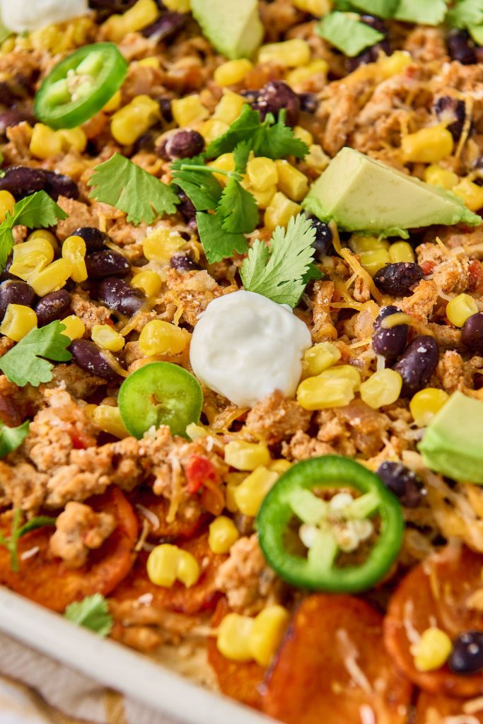 an upclose shot of all the nachos