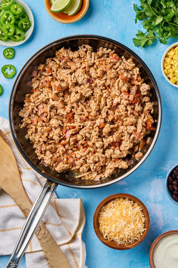 salsa mixed and cooked into ground turkey
