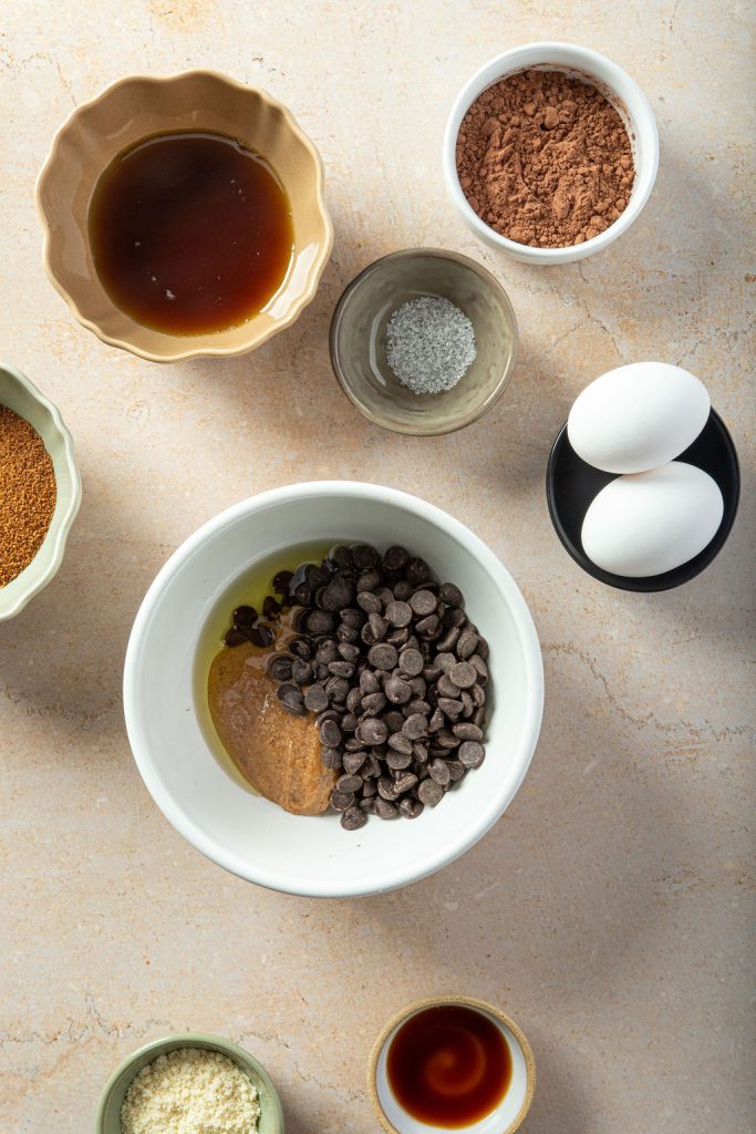 almond butter and chocolate in a bowl
