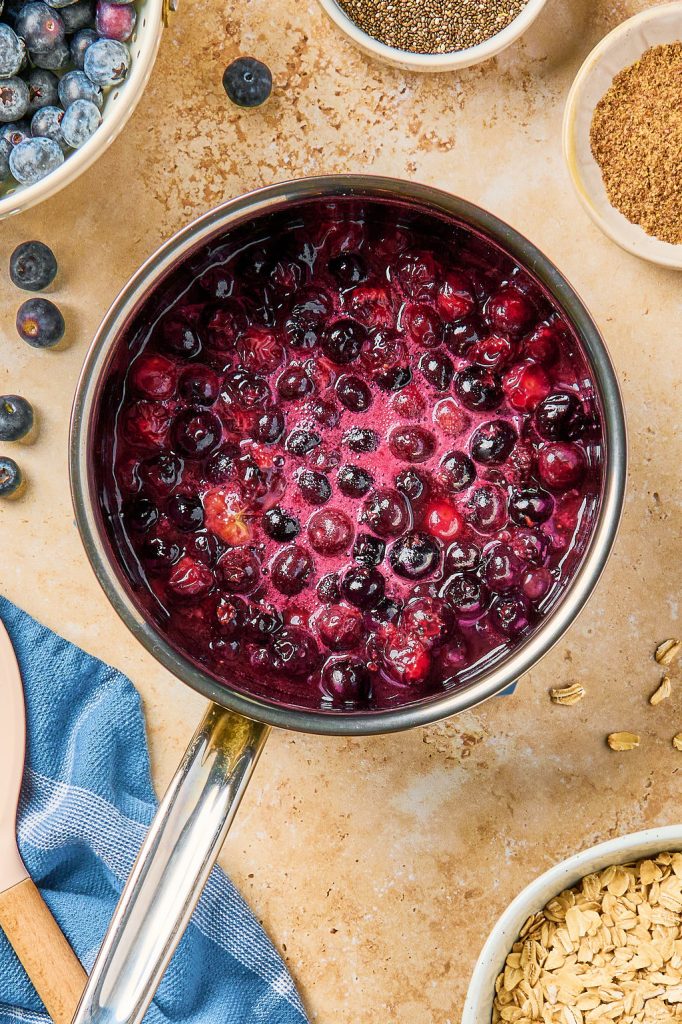 blueberries cooking in a sauce pan