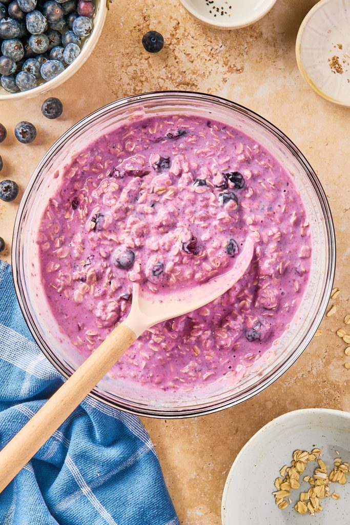 blueberry compote mixed into oat mixture