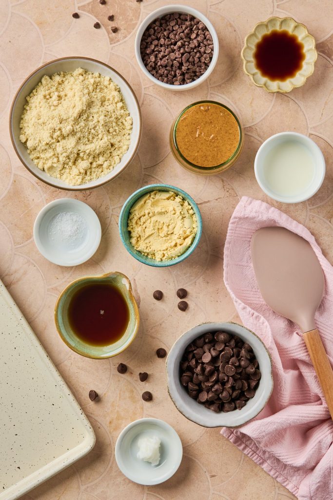 all the ingredients to make cookie dough bark