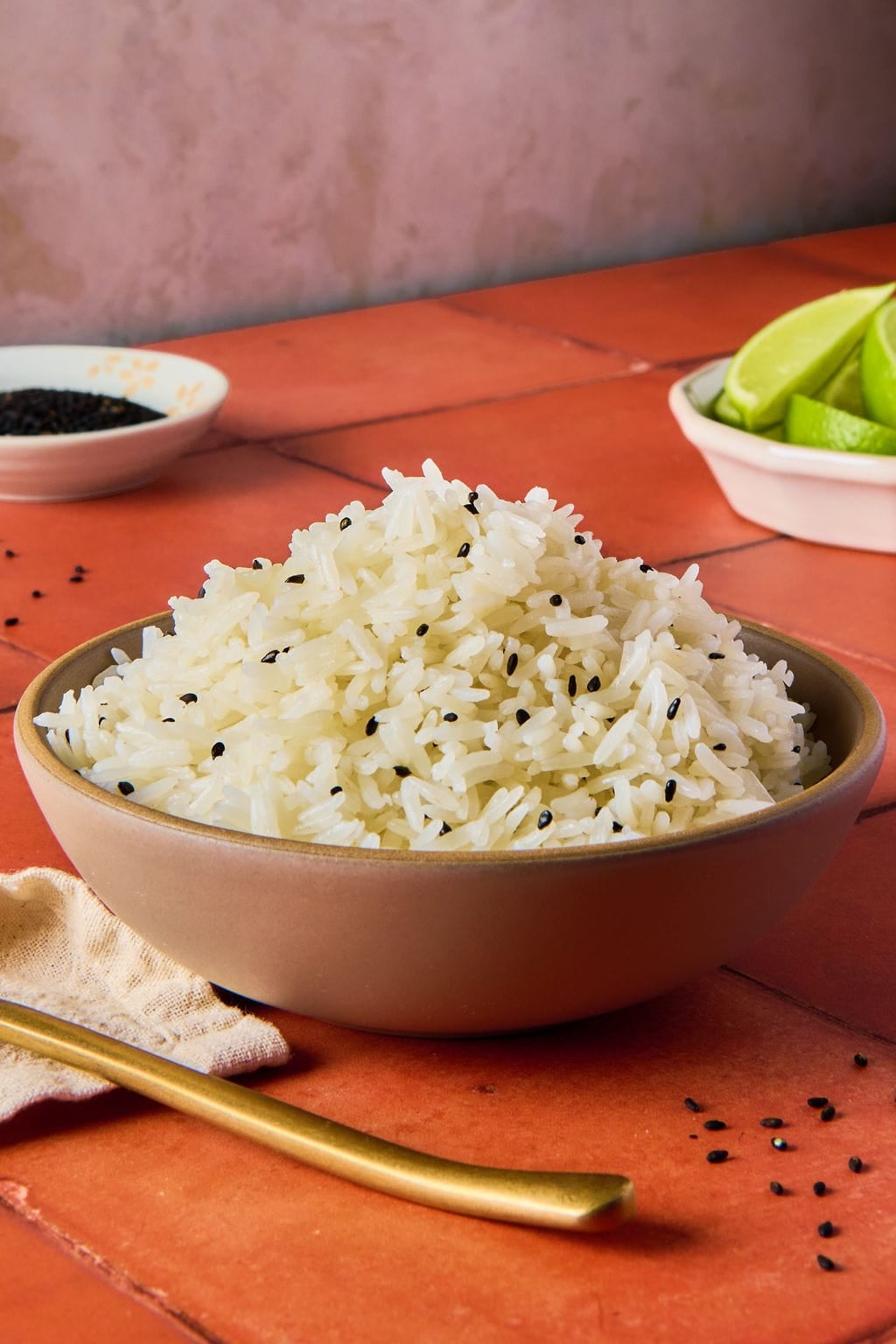Easy Sesame Coconut Rice with Jasmine Rice - Lovely Delites