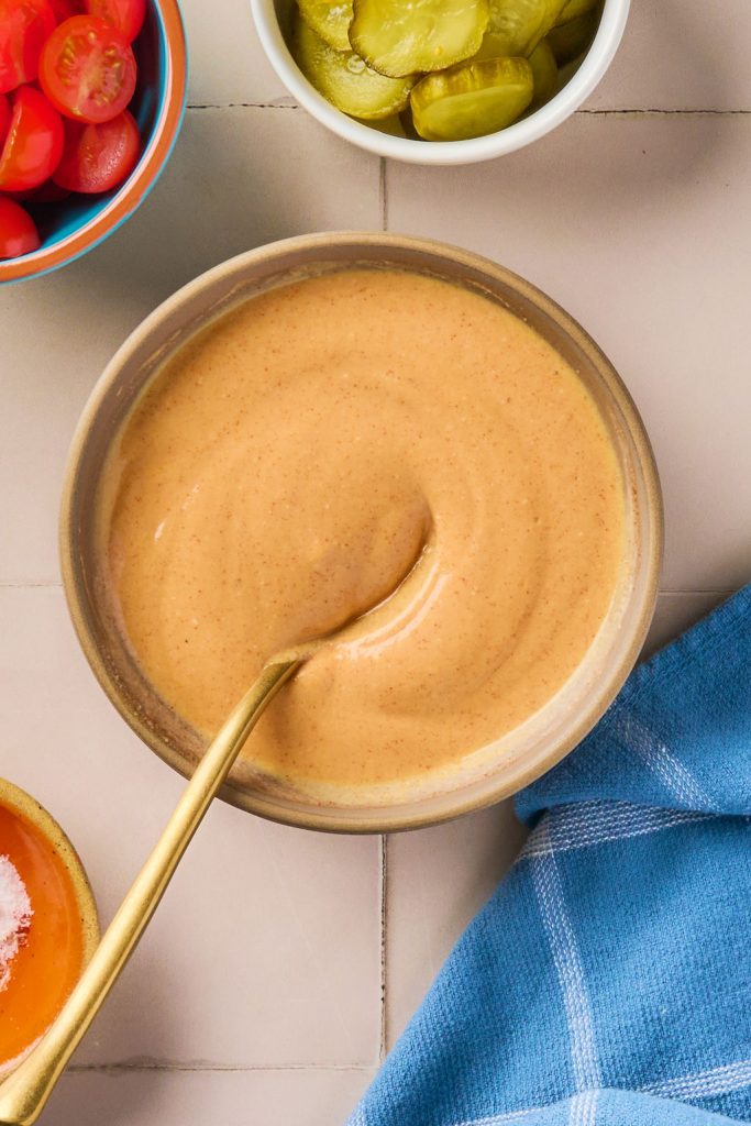 sauce ingredients stirred together in a bowl