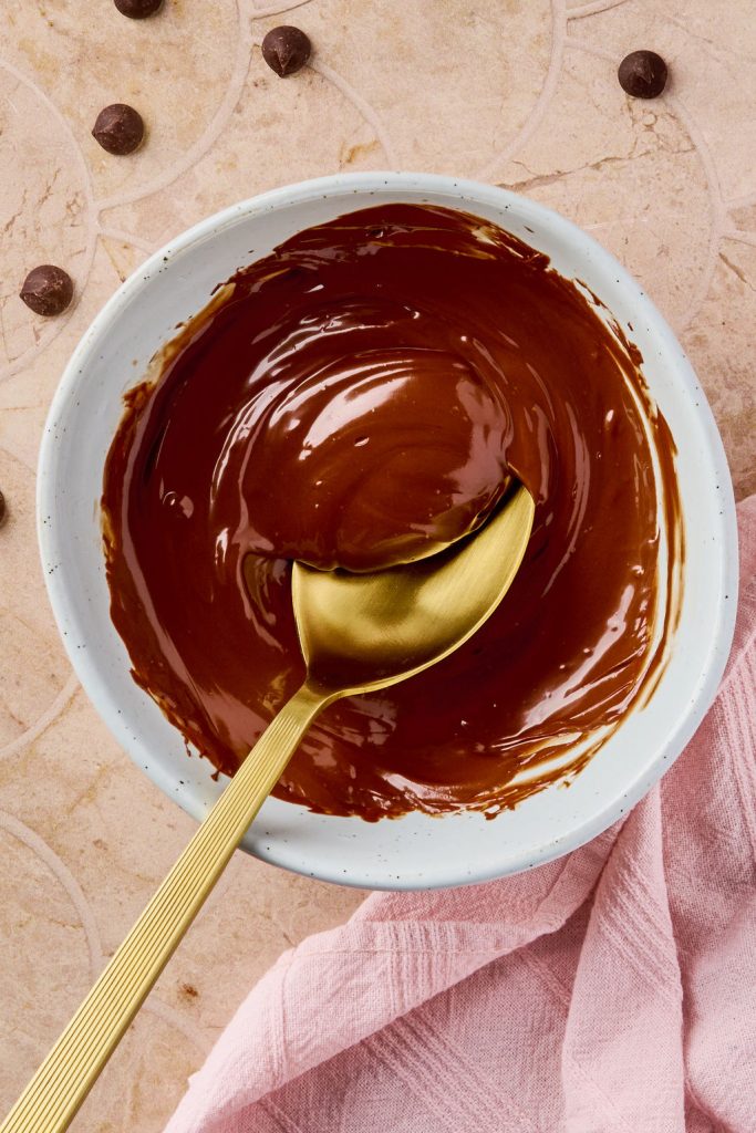 coconut oil and chocolate chips melted into bowl