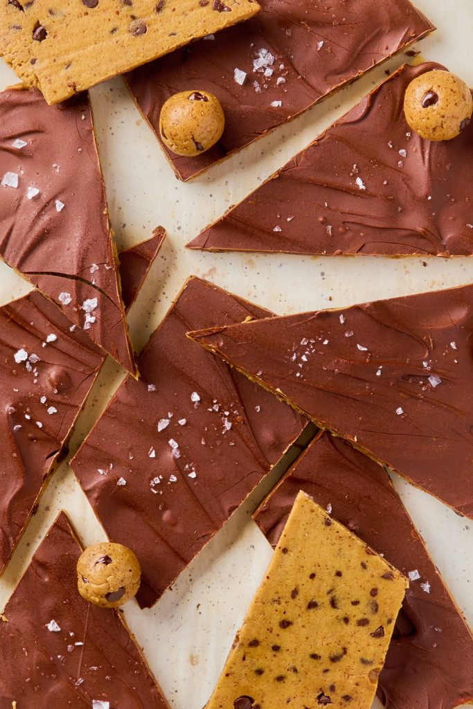 close up of cookie dough bark