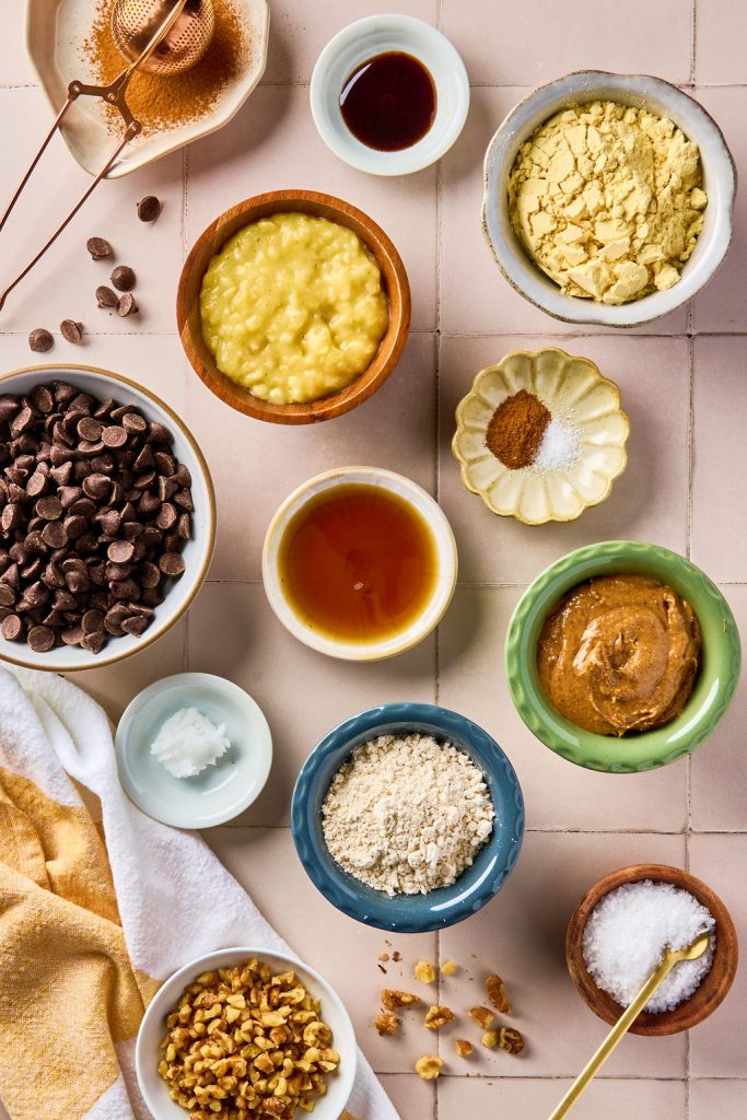 all the ingredients to make banana bread protein bites