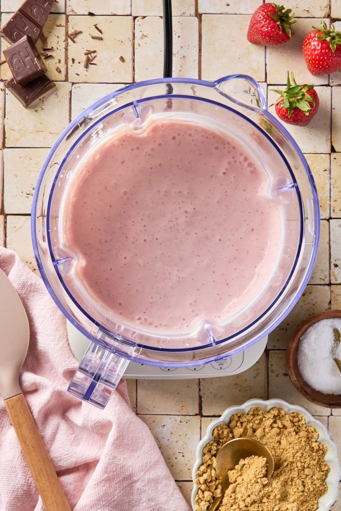 strawberry base blended in a blender