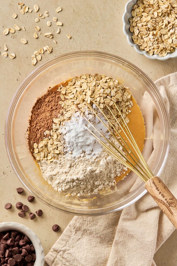 dry ingredients added to the wet ingredients