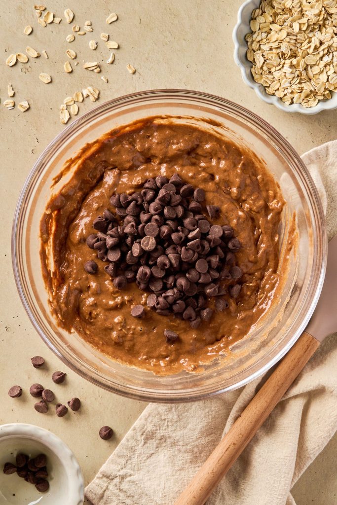 chocolate chips added to the batter