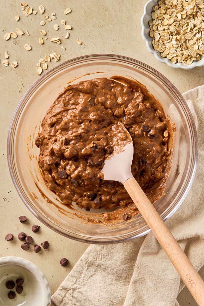 chocolate chips mixed into the batter