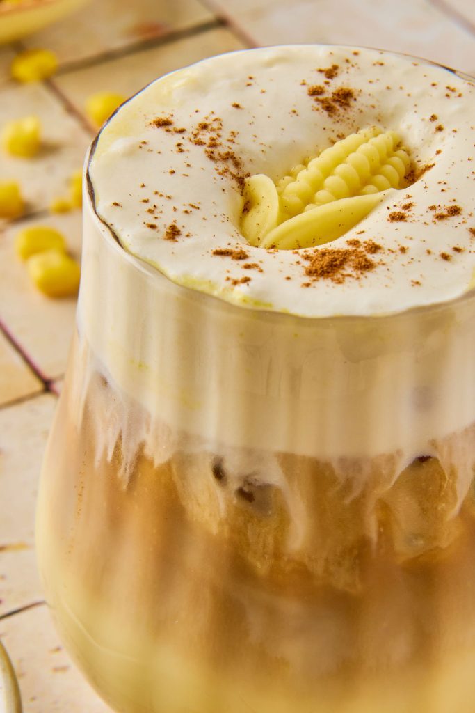 close up of iced corn latte