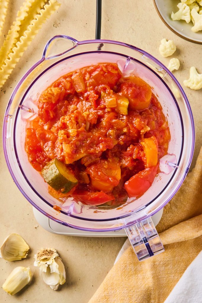 sauce added to a blender
