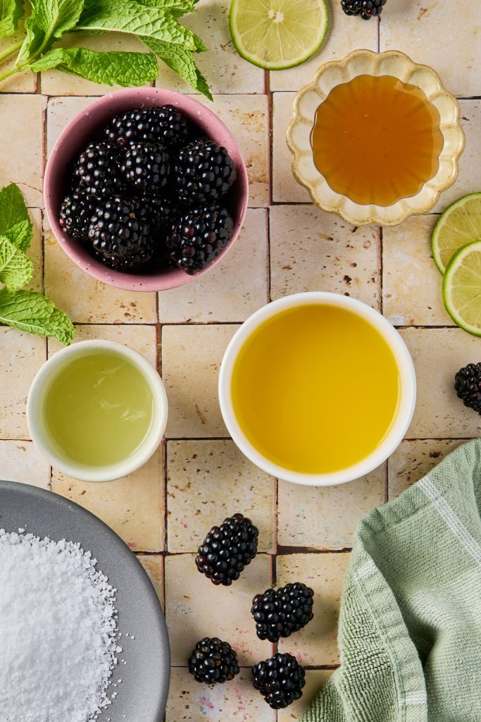 all the ingredients to make blackberry margaritas