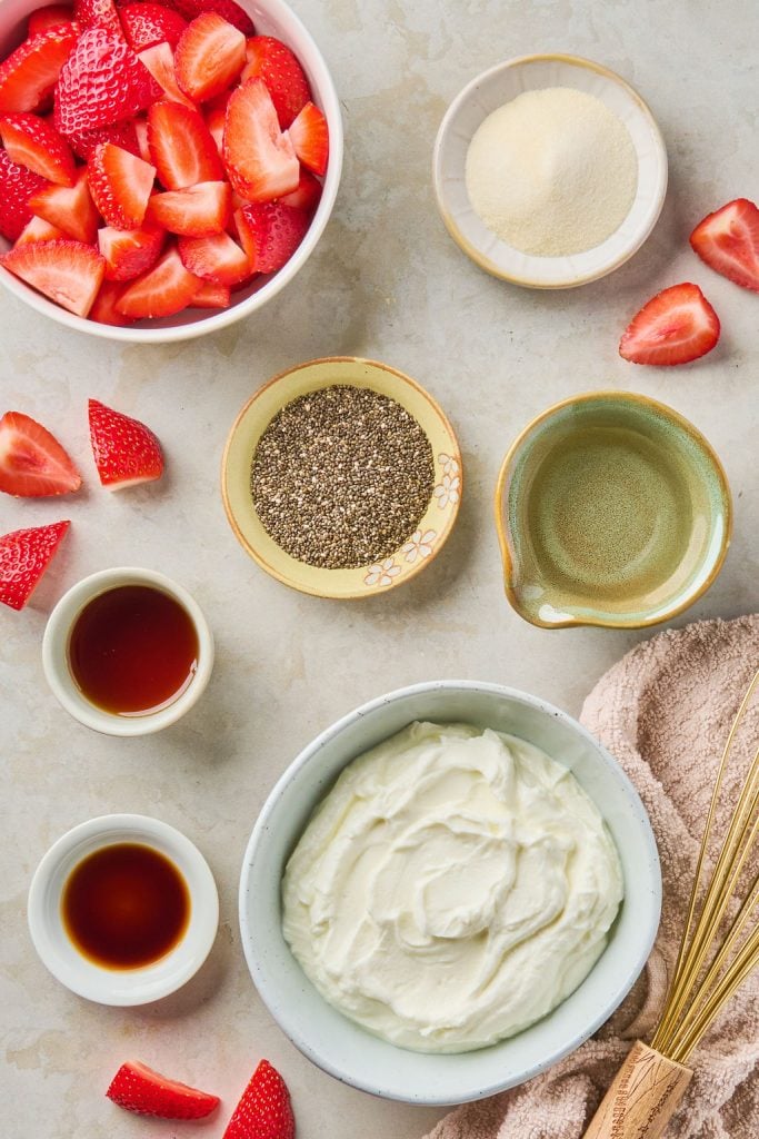 all the ingredients to make greek yogurt jello