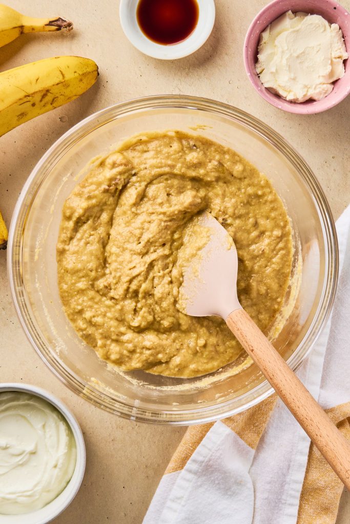 all the ingredients mixed together to make a cake batter