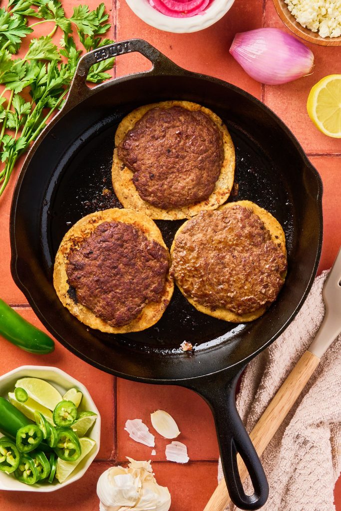 3 tacos cooked until tortilla is crispy in a skillet