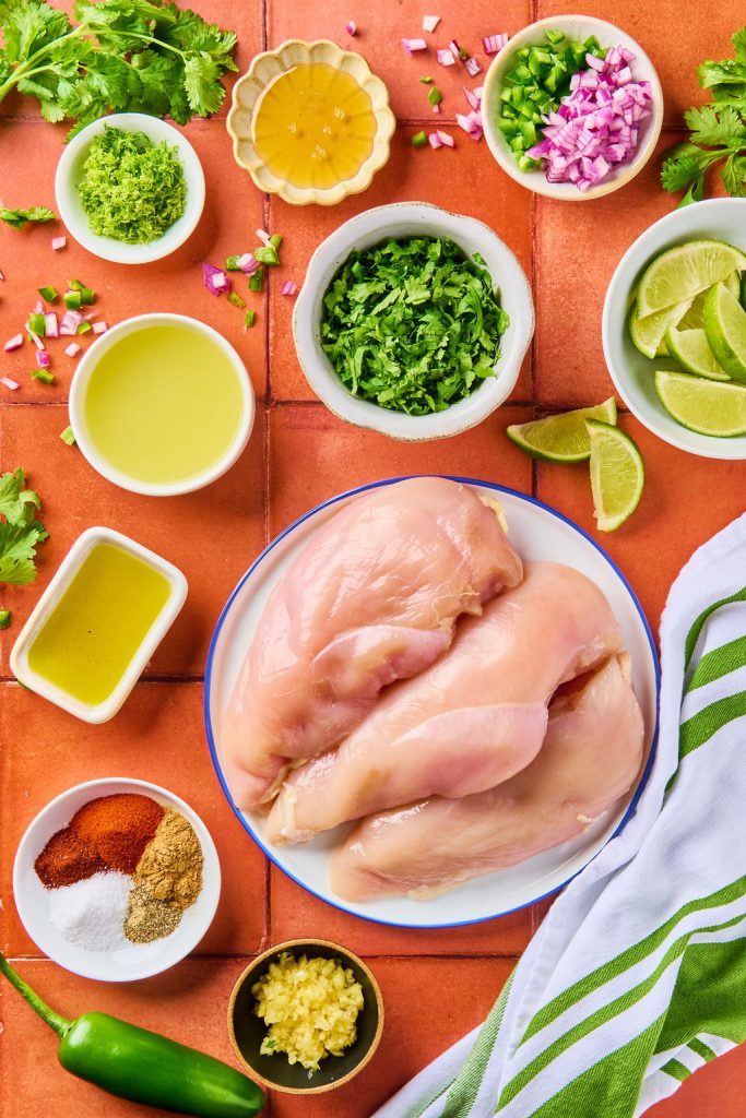 all the ingredients to make cilantro lime chicken