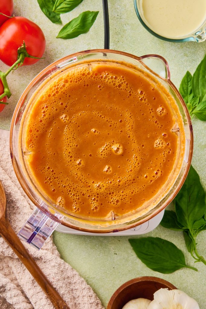 veggies and broth blended in a blender until smooth