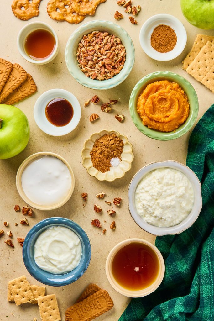 all the ingredients to make pumpkin dip