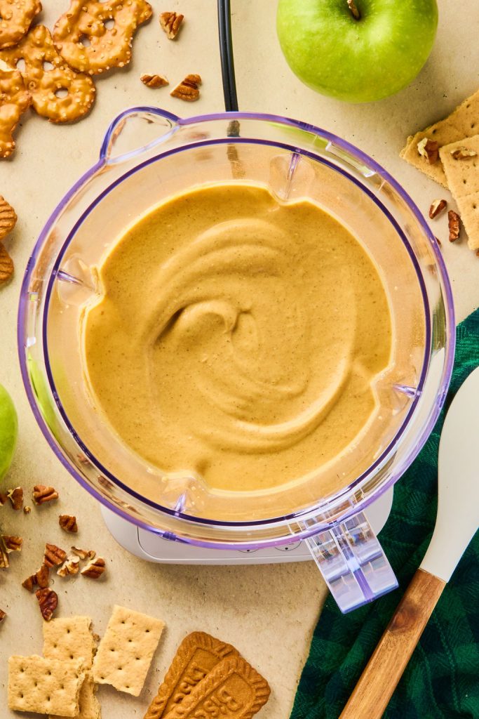 pumpkin dip ingredients blende together in a blender