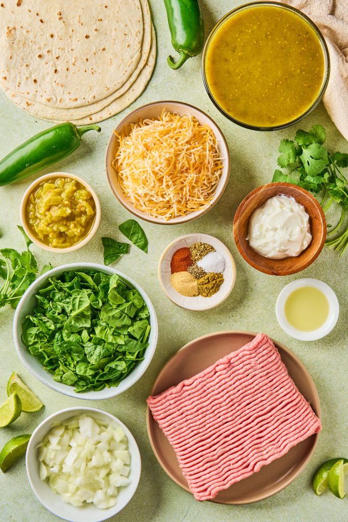 all the ingredients to make turkey enchiladas